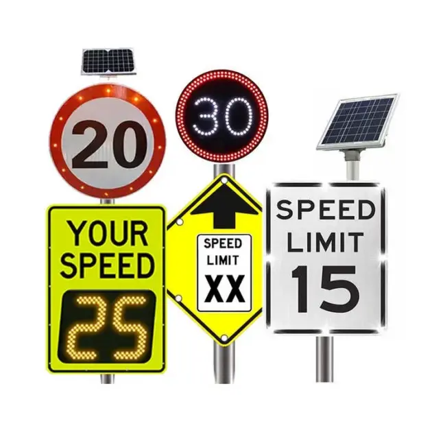 Custom Solar-Powered LED Radar Speed Limit Sign with Digital Display