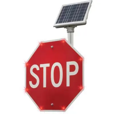 Solar Flashing LED STOP Sign